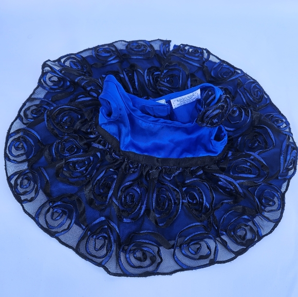 Build A Bear Fancy Royal Blue Dress Layered Ruffed Black Rosettes - Picture 5 of 6